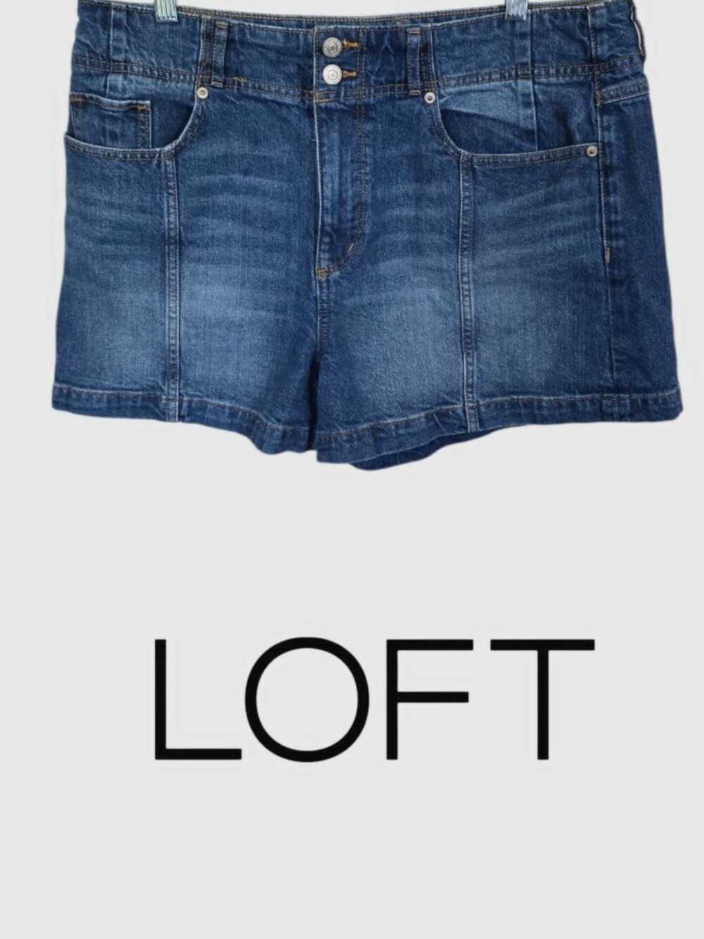 Loft Dark Wash Front Seam HIght Waist Denim Cotton Casual Shorts Womens 31